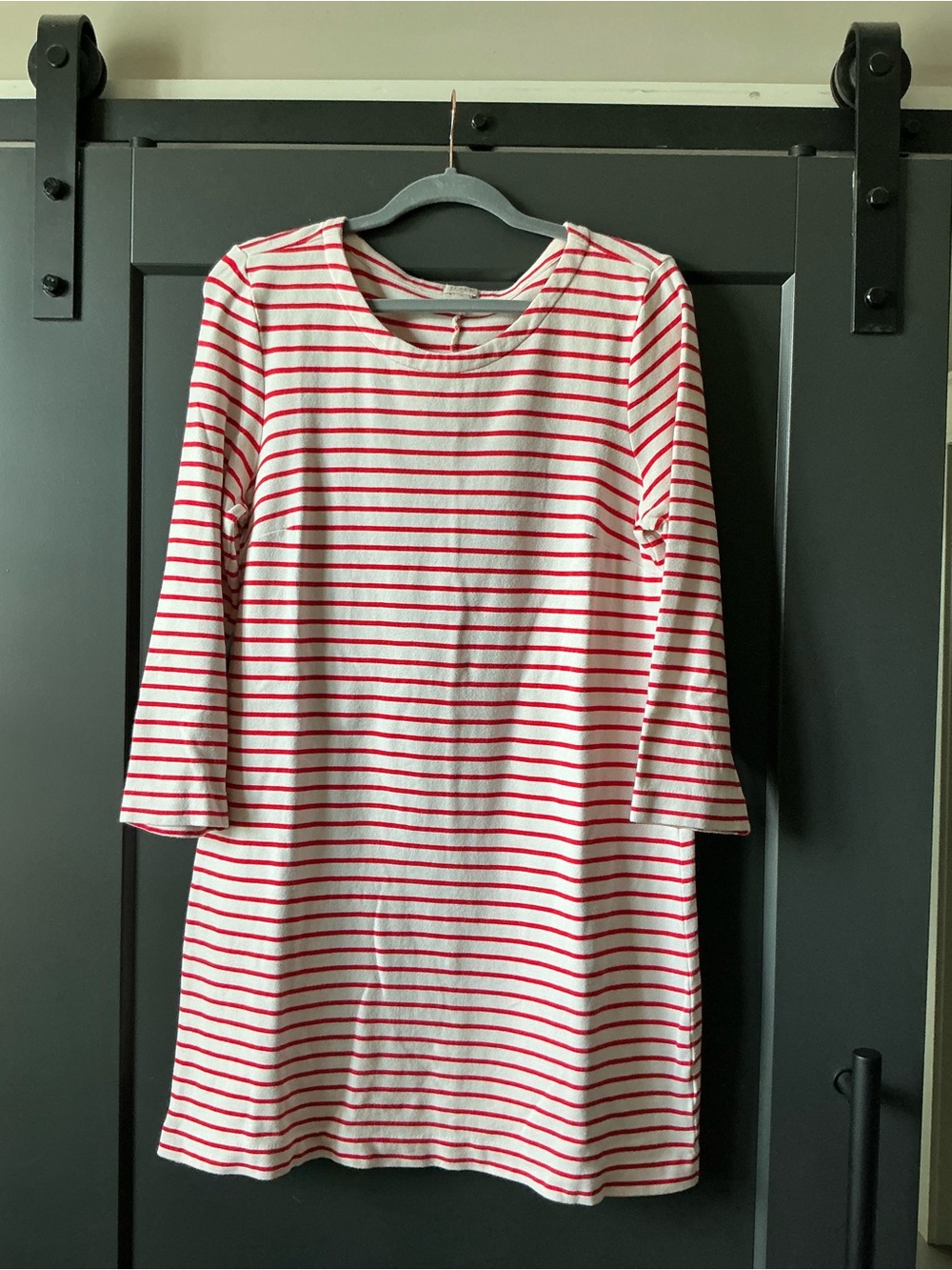 J. Crew Red and White Striped Casual Knit Dress
